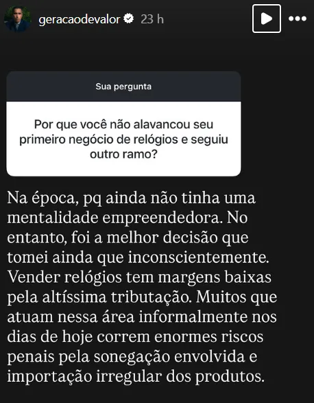 Por que você não alavancou seu primeiro negócio de relógios e seguiu outro ramo?