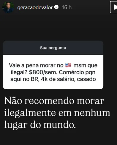 Vale a pena morar no EUA msm que ilegal? $800/sem. Comércio pqn
aqui no BR, 4k de salário, casado