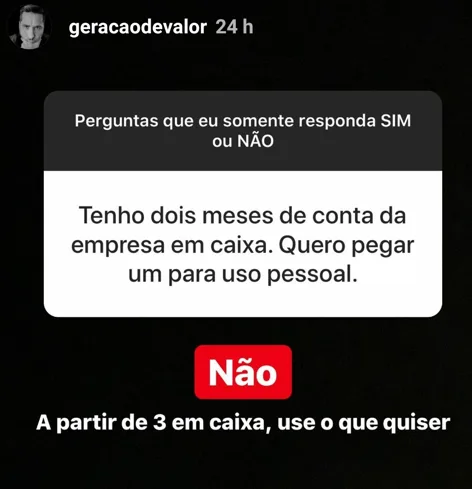 Tenho dois meses de conta da empresa em caixa. Quero pegar um para uso pessoal.