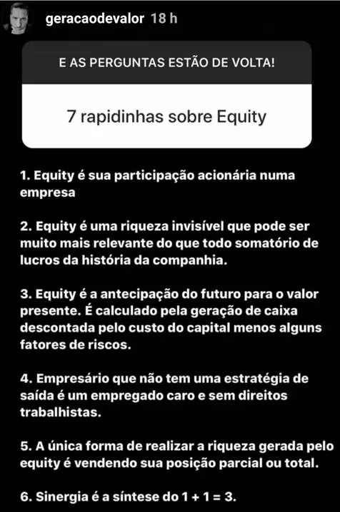7 rapidinhas sobre Equity