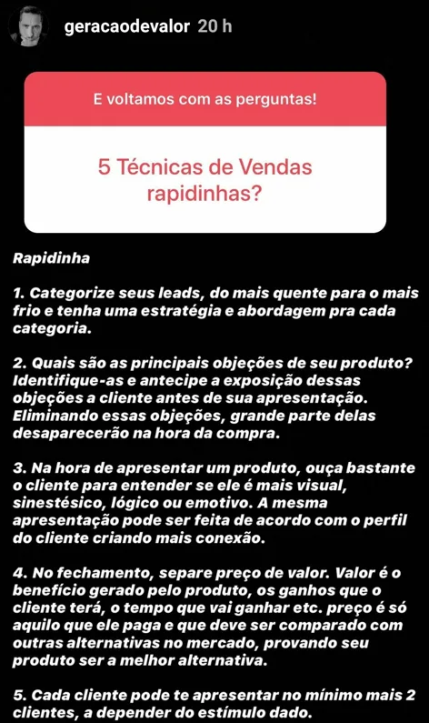 5 Técnicas de Vendas rapidinhas?