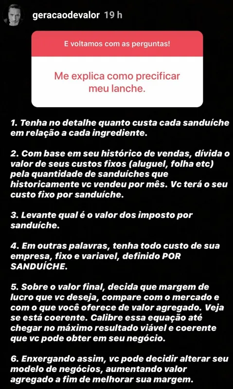 Me explica como precificar meu lanche.