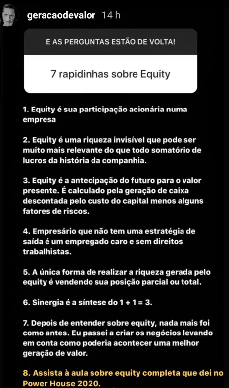 7 rapidinhas sobre Equity