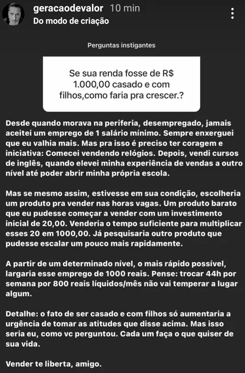Se sua renda fosse de R$ 1.000,00 casado e com filhos,como faria pra crescer.?