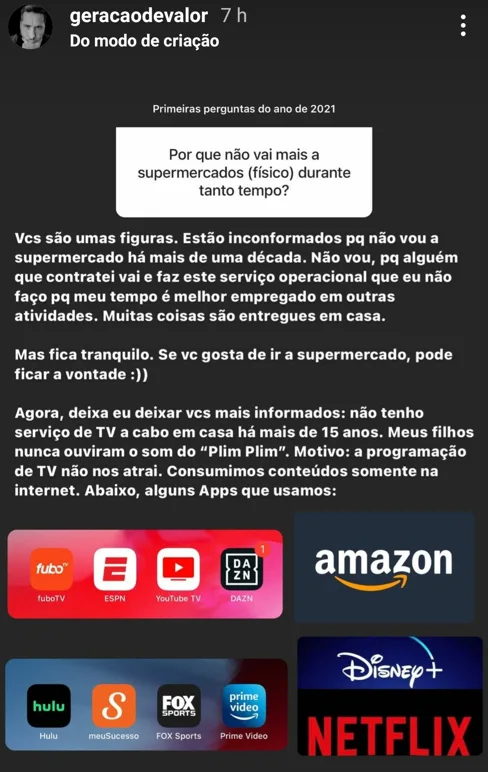 Por que não vai mais a supermercados (fisico) durante tanto tempo?