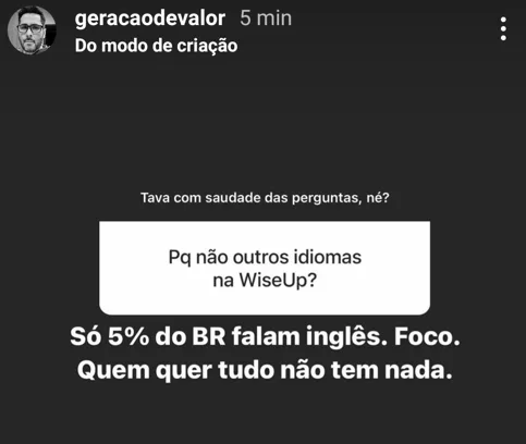 Pq não outros idiomas na WiseUp?