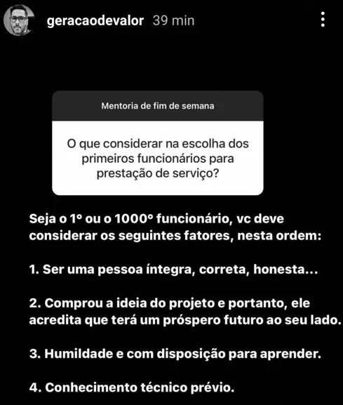 O que considerar na escolha dos primeiros funcionários para prestação de serviço?