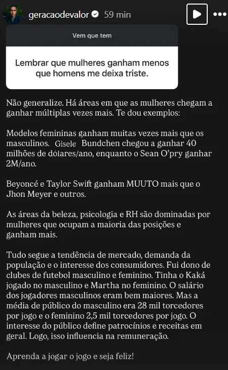Lembrar que mulheres ganham menos que homens me deixa triste.