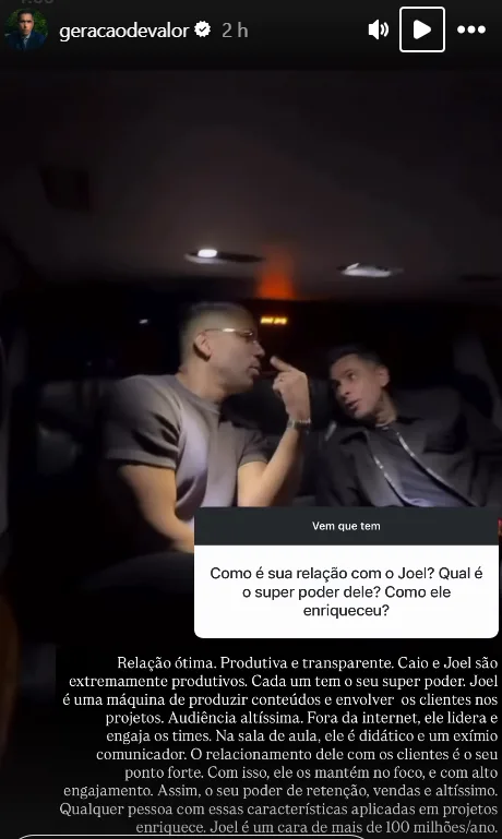 Como é sua relação com o Joel? Qual é o super poder dele? Como ele enriqueceu?