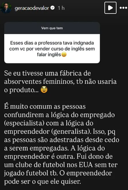 Esses dias a professora tava indignada com vc por vender curso de inglês sem falar inglês