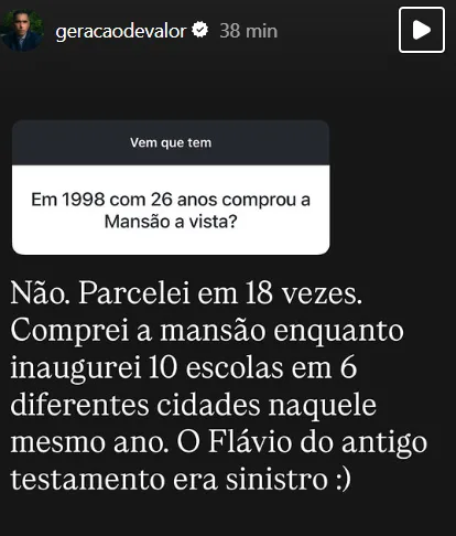 Em 1998 com 26 anos comprou a Mansão a vista?