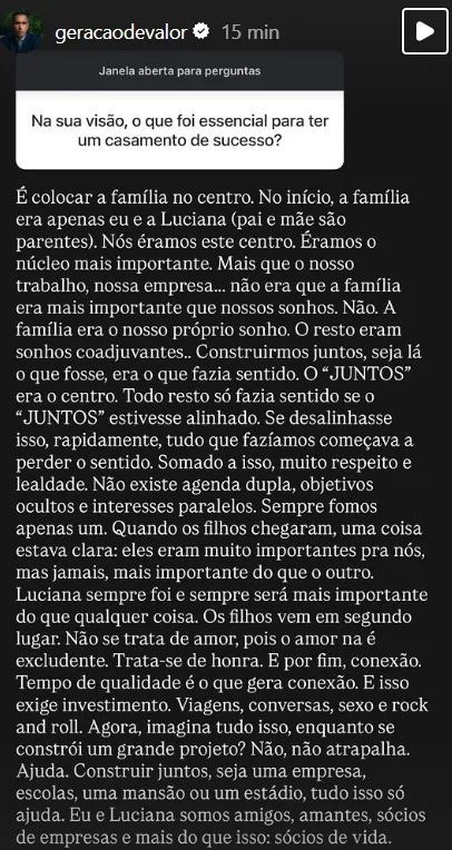 Na sua visão, o que foi essencial para ter um casamento de sucesso?