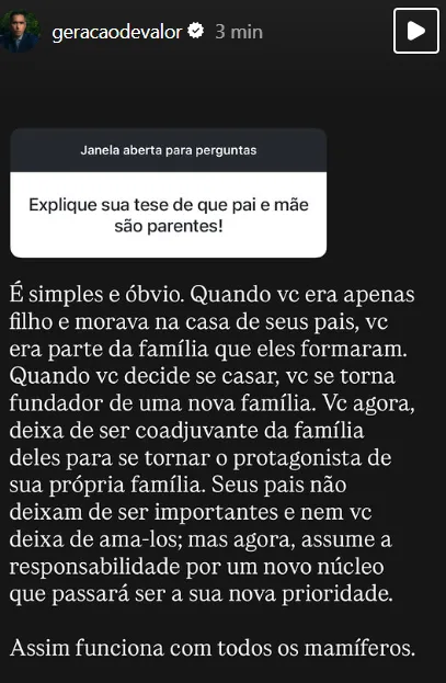 Explique sua tese de que pai e mãe são parentes!