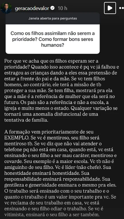 Como os filhos assimilam não serem a prioridade? Como formar bons seres humanos?
