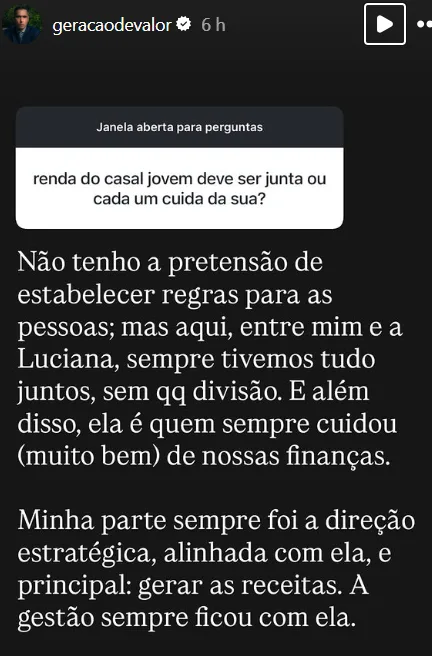 renda do casal jovem deve ser junta ou cada um cuida da sua?