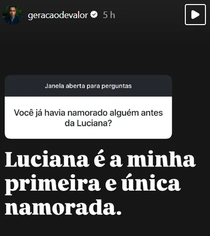 Você já havia namorado alguém antes da Luciana?