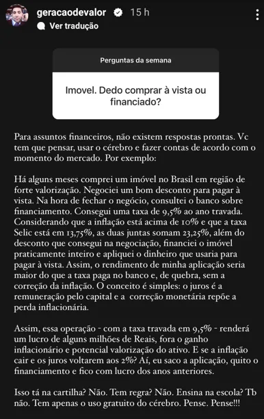 Imóvel. Devo comprar à vista ou financiado?