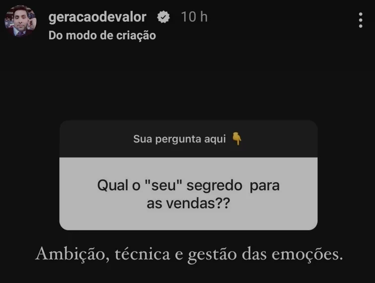 Qual o "seu" segredo para as vendas??