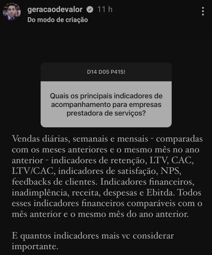 Quais os principais indicadores de acompanhamento para empresas prestadora de serviços?