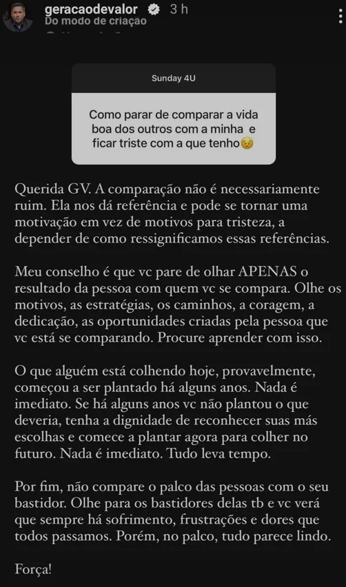 Como parar de comparar a vida  boa dos outros com a minha e  ficar triste com a que tenho