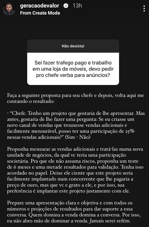 Sei fazer trafego pago e trabalho em uma loja de móveis, devo pedir pro chefe verba para anúncios?