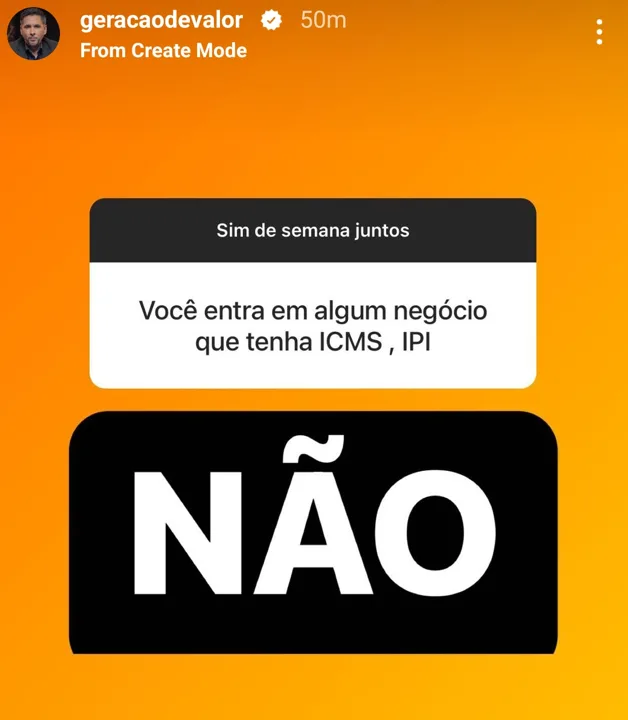 Você entra em algum negócio que tenha ICMS , IPI