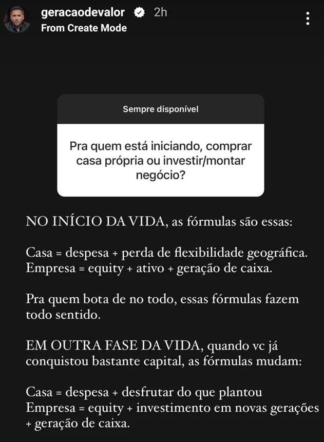 Pra quem está iniciando, comprar casa propria ou investir/montar negócio?