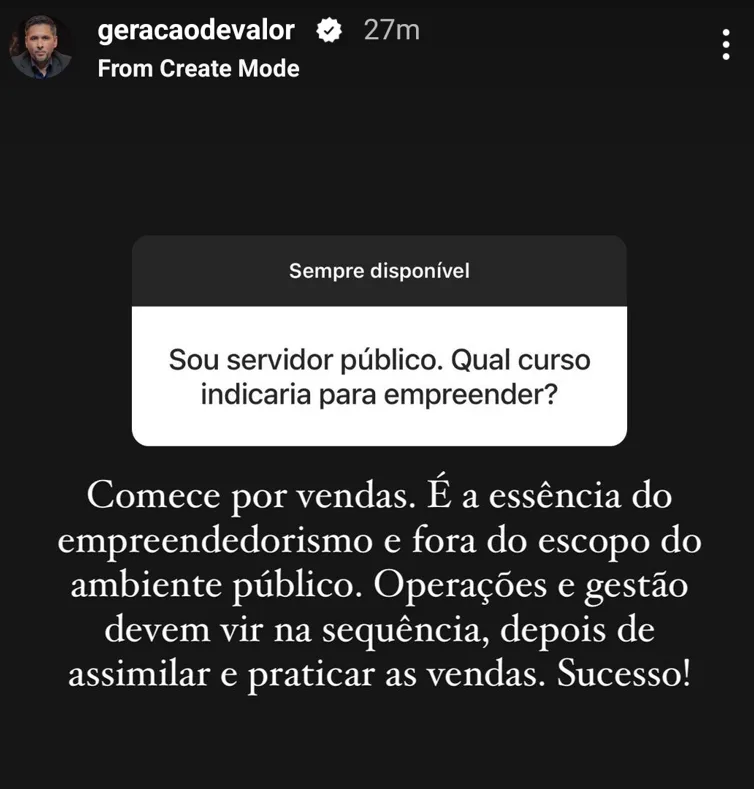 Sou servidor público. Qual curso indicaria para empreender?