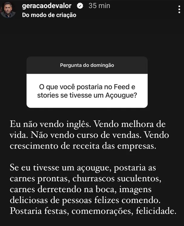 O que você postaria no Feed e  stories se tivesse um Açougue?
