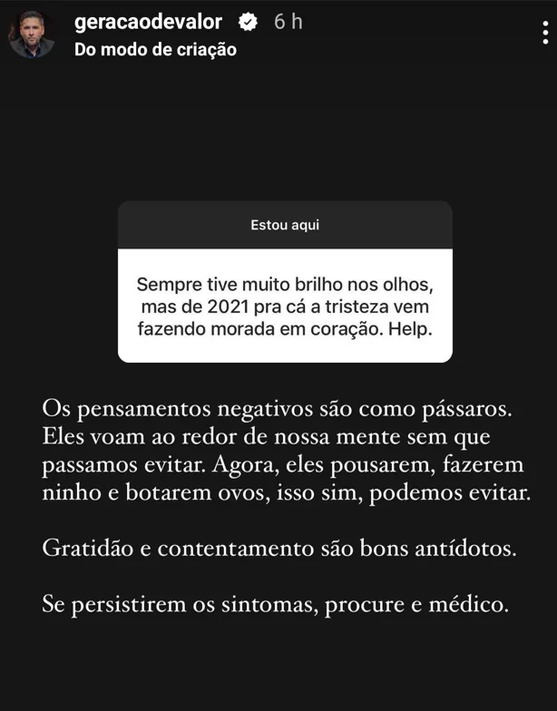 Sempre tive muito brilho nos olhos, mas de 2021 pra cá a tristeza vem fazendo morada em coração. Help.