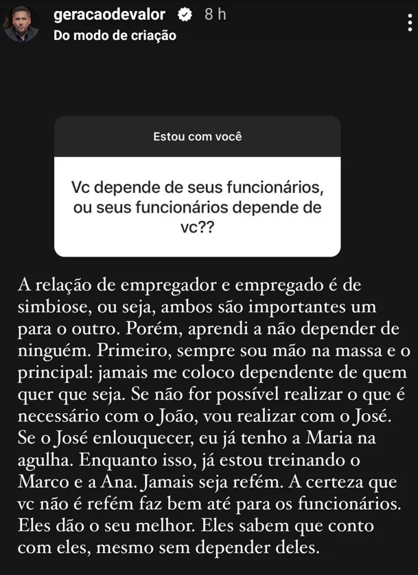 Vc depende de seus funcionários, ou seus funcionários depende de vc??