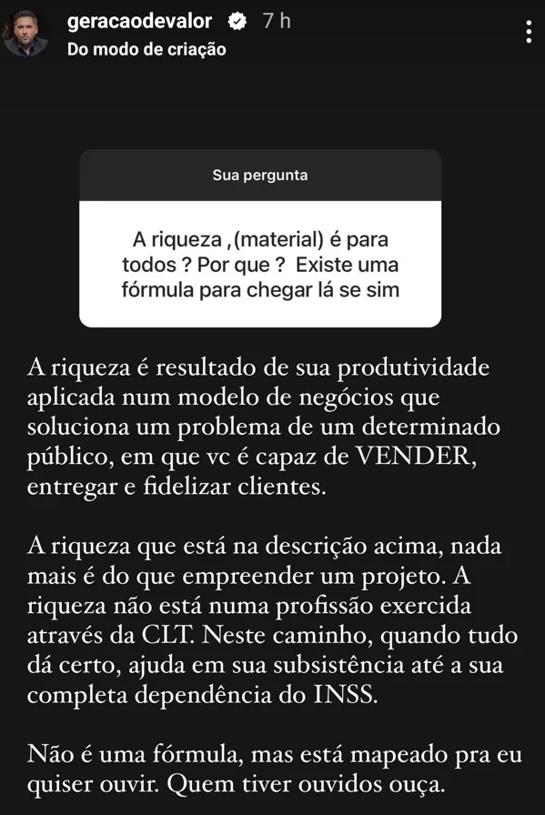 A riqueza , (material) é para  todos ? Por que ? Existe uma  fórmula para chegar lá se sim