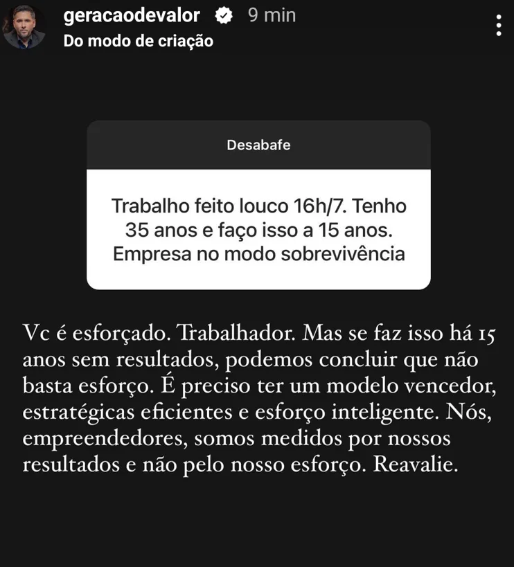 Trabalho feito louco 16h/7. Tenho 35 anos e faço isso a 15 anos.  Empresa no modo sobrevivéncia