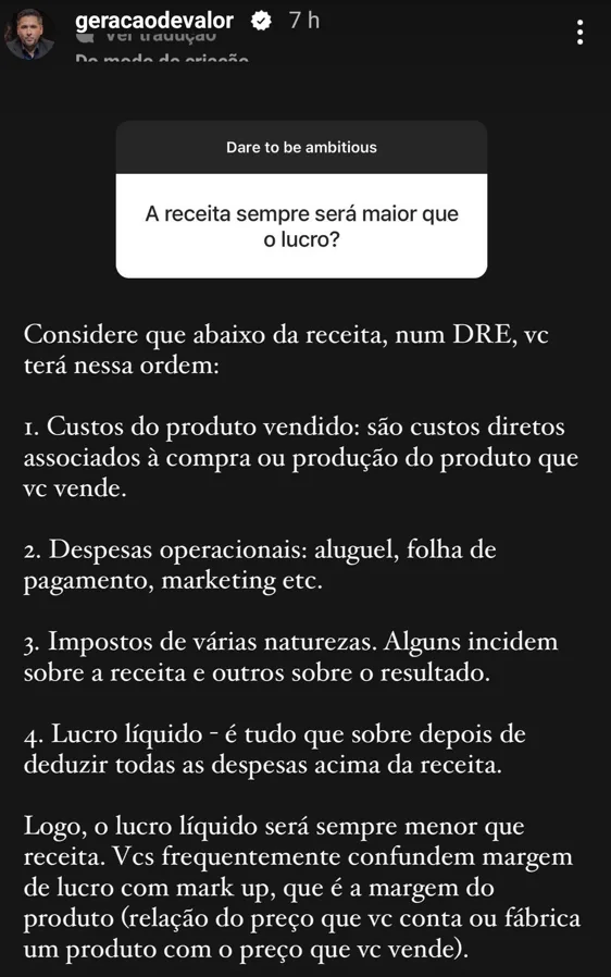 A receita sempre será maior que o lucro?