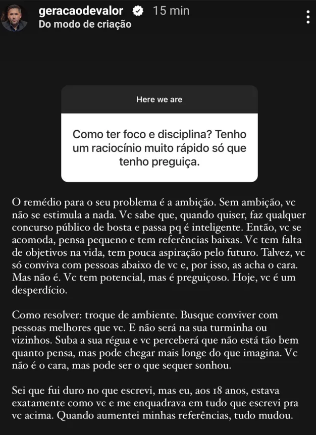 Como ter foco e disciplina? Tenho um raciocínio muito rápido só que tenho preguiça.