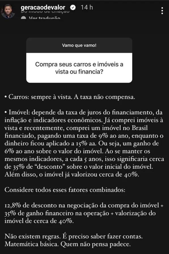 Compra seus carros e imóveis a vista ou financia?