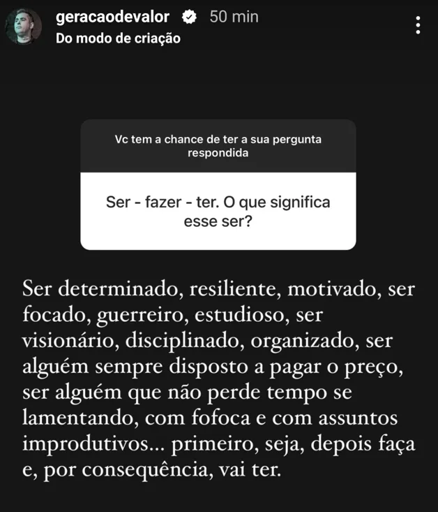 Ser - fazer - ter. O que significa esse ser?