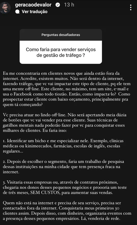 Como faria para vender servigos de gestão de tráfego ?