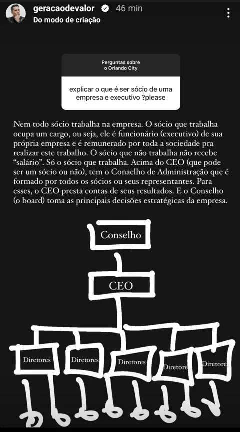 Explicar o que é ser sócio de uma empresa e executivo ? please