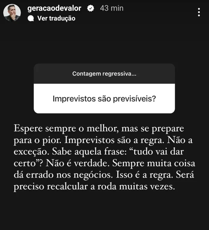 Imprevistos são previsíveis?