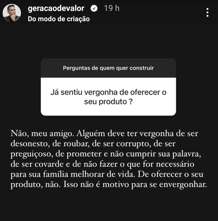 Ja sentiu vergonha de oferecer o seu produto ?