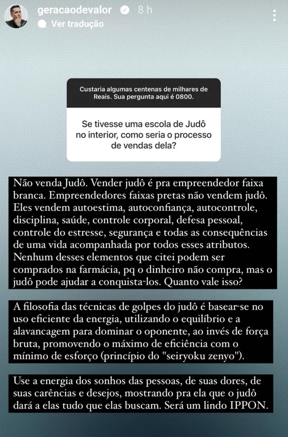 Se tivesse uma escola de Judô no interior, como seria o processo de vendas dela?