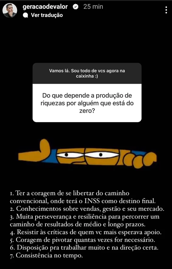 Do que depende a produção de riquezas por alguém que está do zero?