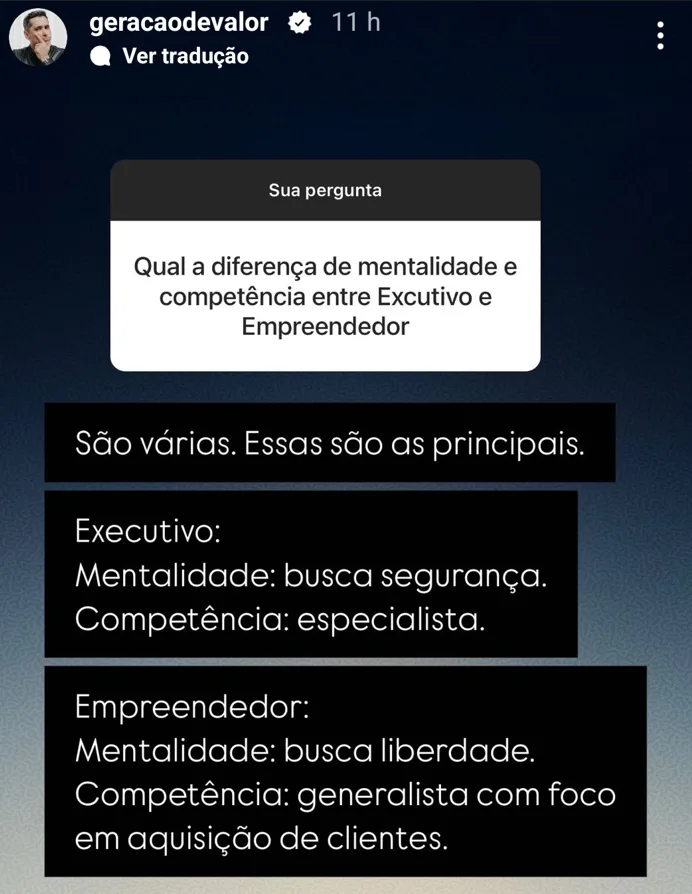 Qual a diferença de mentalidade e competência entre Excutivo e Empreendedor
