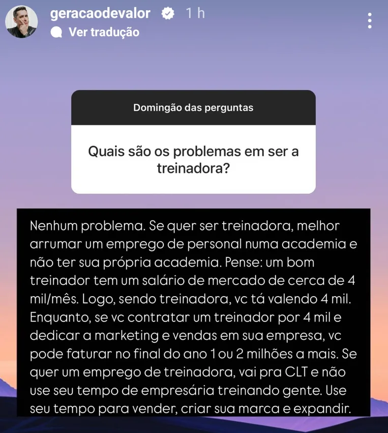 Quais são os problemas em ser a treinadora?