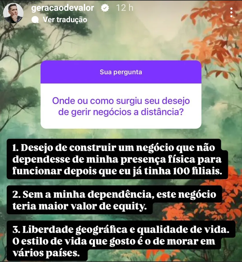 Onde ou como surgiu seu desejo de gerir negócios a distância?