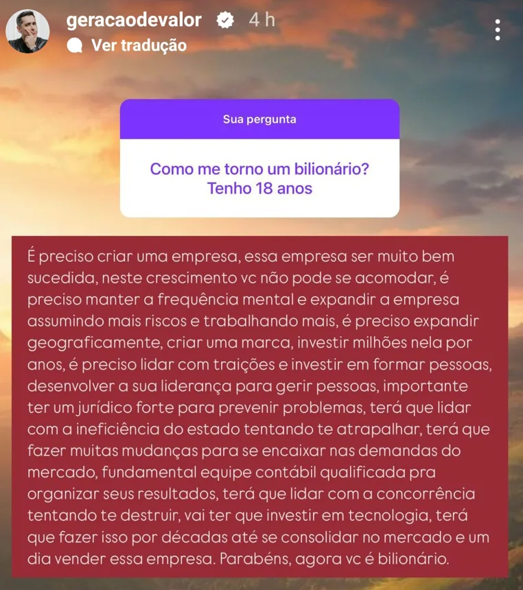 Como me tornar um bilionário? Tenho 18 anos