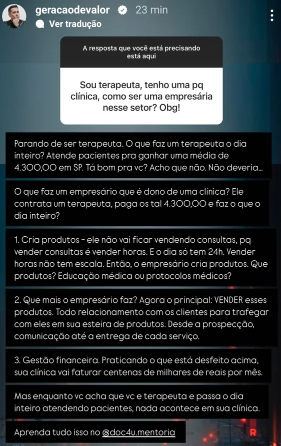 Sou terapeuta, tenho uma pq clinica, como ser uma empresária nesse setor? Obg!