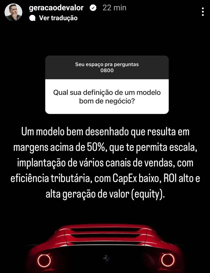 Qual sua definição de um modelo bom de negócio?