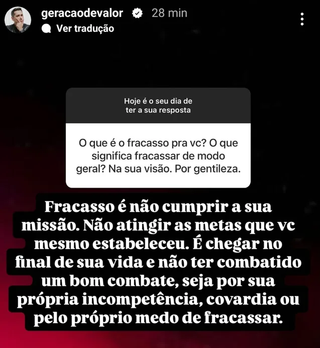 O que é o fracasso pra vc? O que significa fracassar de modo geral? Na sua visão. Por gentileza.